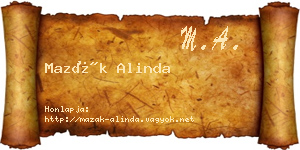 Mazák Alinda névjegykártya